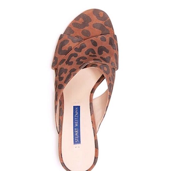 Stuart Weiztman Galene Leather Block Heel Slide NWT - Picture 3 of 6